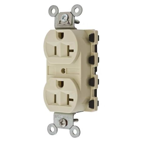 Hubbell Wiring Device-Kellems Straight Blade Receptacle, 5-20R, 20 A, 125V AC, 2 Pole, 3 Wire, Flush Mount, Grounded SNAP5362IA