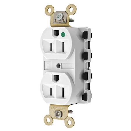 Hubbell Wiring Device-Kellems Straight Blade Receptacle, 5-15R, 15 A, 125V AC, 2 Pole, 3 Wire, Flush Mount, Grounded SNAP8200WA