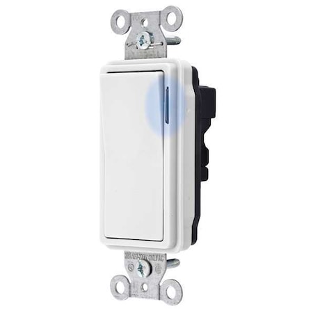 Hubbell Wiring Device-Kellems Illuminated Wall Switch, 1-Pole, 15A, Wht SNAP2101ILW