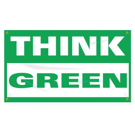 Accuform Banner, Think Green, 28 in H x, 48 in W, Poly Sheeting MBR464