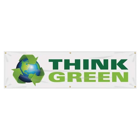 Accuform Banner, Think Green, 28 in H x, 96 in W, Poly Sheeting MBR702
