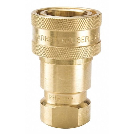 PARKER Hydraulic Quick Connect Hose Coupling, Brass Body, Sleeve Lock, 1/4"-18 Thread Size, 60 Series BH2-60