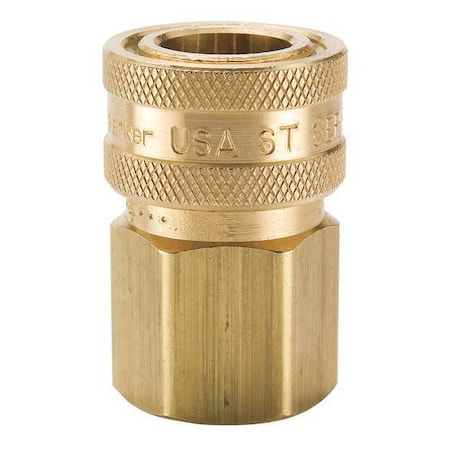 Parker Hydraulic Quick Connect Hose Coupling, Brass Body, Sleeve Lock, 3/4"-14 Thread Size, ST Series BST-6