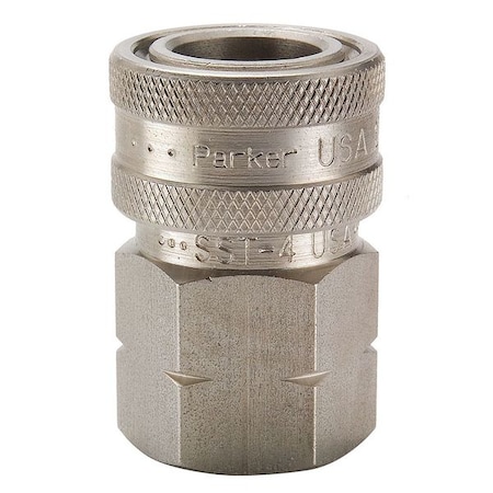 PARKER Hydraulic Quick Connect Hose Coupling, 303 Stainless Steel Body, Ball Lock, 1/2"-14 Thread Size SST-4