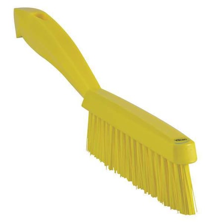 Vikan 13/16 in W Scrub Brush, Stiff, 11 51/64 in L Handle, 5 51/64 in L Brush, Yellow, Plastic 41956