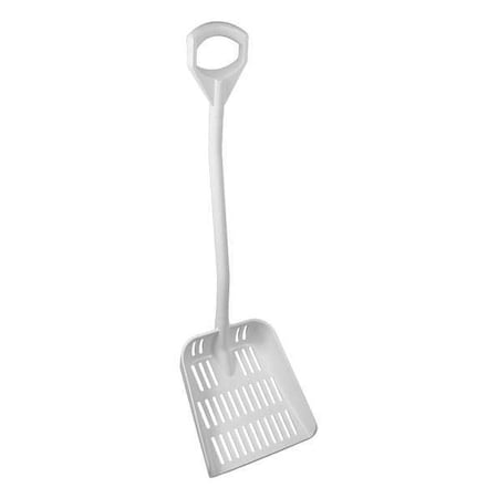 Vikan Ergonomic Square Point Shovel, Polypropylene Blade, 30 in L, White Aluminum Handle 56035