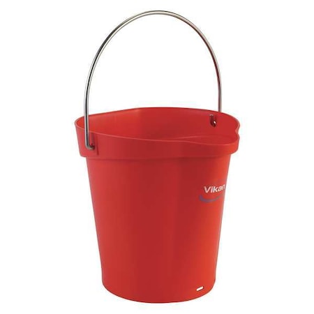 Vikan 1 1/2 gal Round Bucket, 9 19/32 in Dia, Red, Polypropylene/Stainless Steel 56884