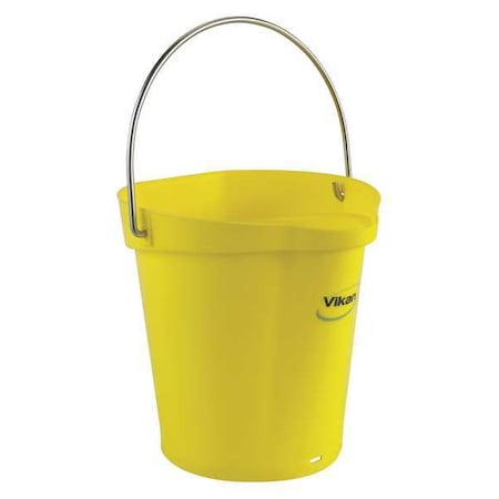 Vikan 1 1/2 gal Round Bucket, 9 19/32 in Dia, Yellow, Polypropylene/Stainless Steel 56886