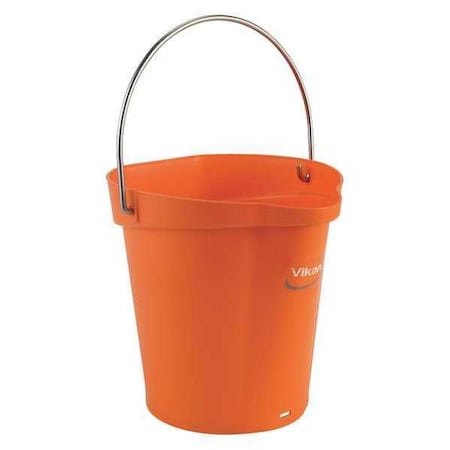 Vikan 1 1/2 gal Round Bucket, 9 19/32 in Dia, Orange, Polypropylene/Stainless Steel 56887