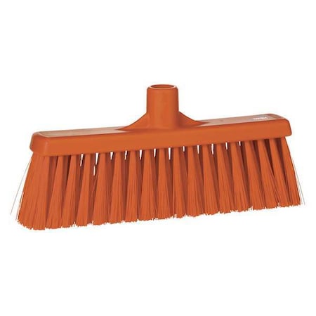 Vikan 12 in Sweep Face Broom Head, Stiff, Synthetic, Orange 31667