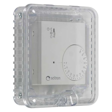 Safety Technology International Small Thermostat Protector, Polycarbonate, Flush Mount, 4 in W x 4 in H x 1 3/8 in D, Clear STI-9102