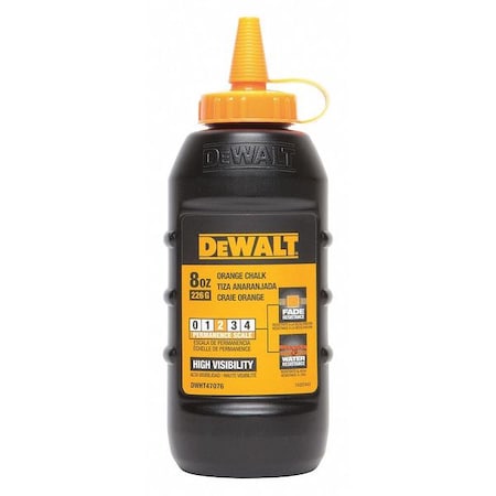 Dewalt Marking Chalk, Orange, Semi-Permanent, 8oz DWHT47076L
