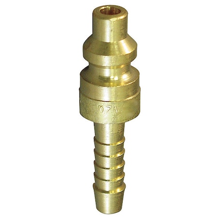 Hansen Coupler Plug, Hose Barb, 1/4, Brass 07A