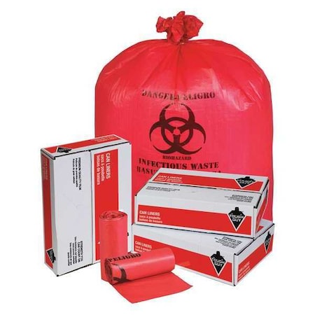 Tough Guy Hospital Islation Bag, 45gal, Red, PK200 31DK92