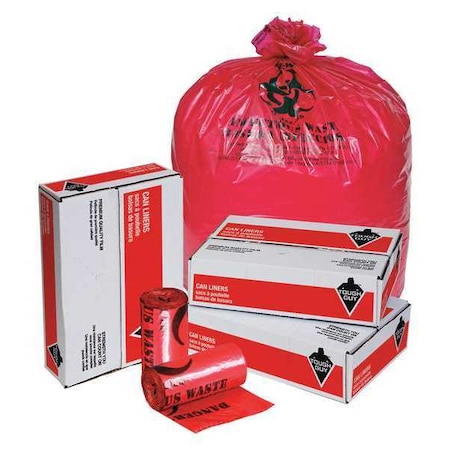 Tough Guy Hospital Islation Bag, 40to45gal, Red, PK50 31DL03