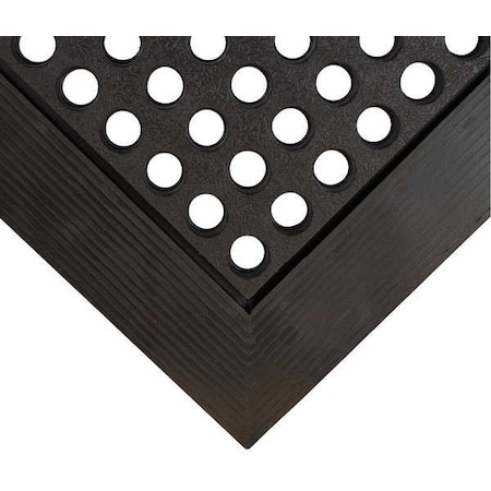 Wearwell Drainage Mat, Rubber, Smooth, 3 ft. W x 5 ft. L, Black 476