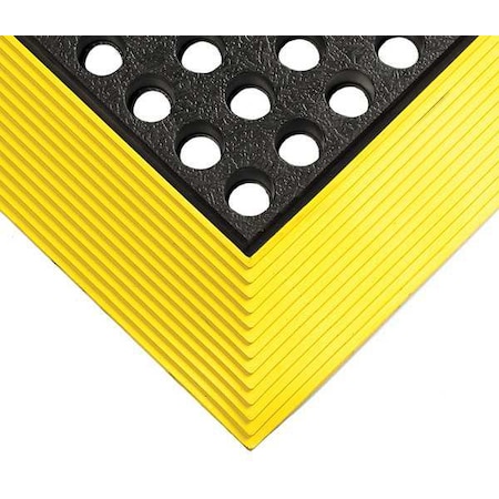 Wearwell Drainage Mat, Nitrile, Smooth, 2 ft. W x 3 ft. L, Black with Yellow Border 476