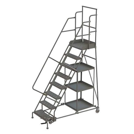 Tri-Arc 116 in H Steel Stock Picking Rolling Ladder, 8 Steps, 450 lb Load Capacity KDSP108246