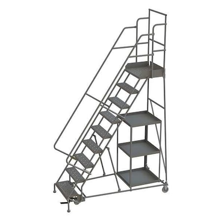 Tri-Arc 126 in H Steel Stock Picking Rolling Ladder, 9 Steps, 450 lb Load Capacity KDSP109246