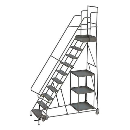 Tri-Arc 136 in H Steel Stock Picking Rolling Ladder, 10 Steps, 450 lb Load Capacity KDSP110246