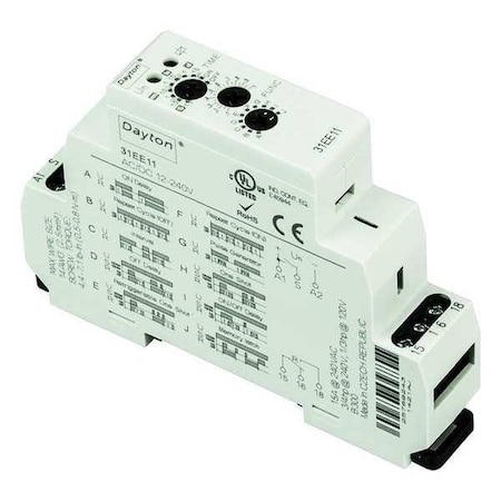 Dayton Multifunction Time Delay Relay, 10 Functions 12 to 240V AC/DC, SPDT 31EE11