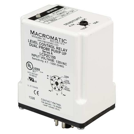 Macromatic Control Relay, Dual Pump Up, 120V LCP2C100