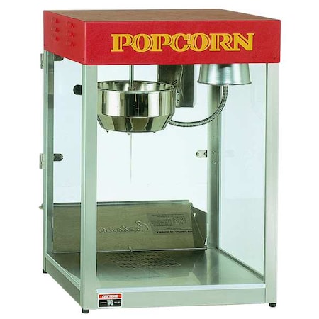 Cretors Popcorn Maker, 12 oz., 120V, Silver/Red T312A1X-XXX-X