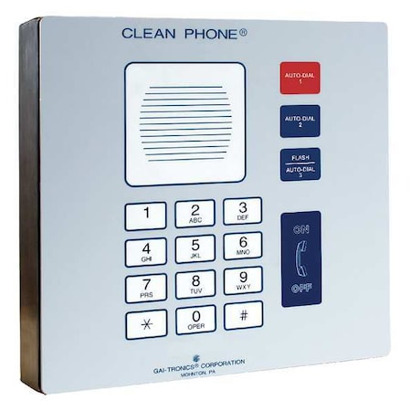 HUBBELL GAI-TRONICS Cleanroom Telephone, Cordless, Wall Mount, Gray 295-001W