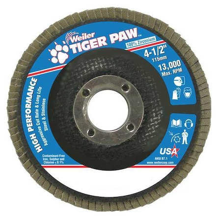 Weiler Abrasive Flap Disc, Med., 4-1/2 in. 98829