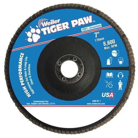 Weiler Abrasive Flap Disc, Coarse, 7in., Phenolic 98841