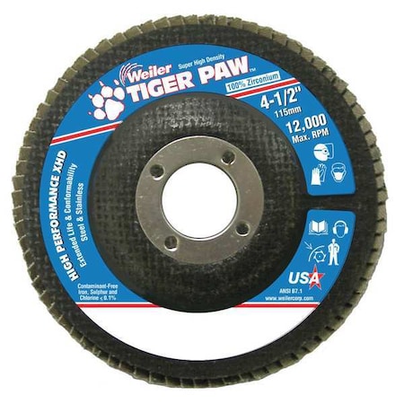 Weiler Abrasive Flap Disc, Med., 4-1/2 in. 98857 | Zoro