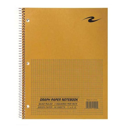 ROARING SPRING Wire Notebook, 11x8.5 80 Sht Green-tint Ppr, 5x5 graph 11209