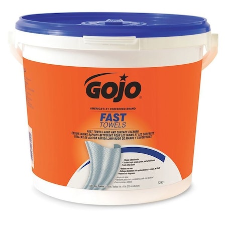 Gojo Hand and Suface Wet Towels, Fast Towels, 225 Single Textured Wipes/Container, Citrus, PK2 6299-02