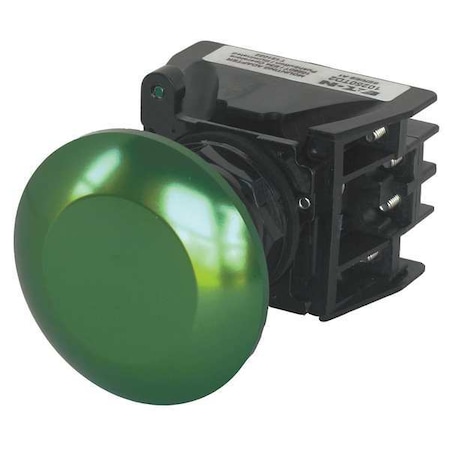 Eaton Hazardous Location Push Button, 30 mm, 1NO/1NC, Green E34EX712G