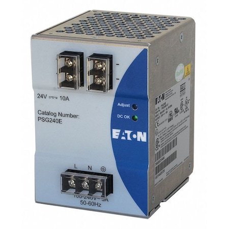 Eaton Dc Power Supply, 100 to 240 V AC, 24V DC, 240W, 10, Din Rail PSG240E