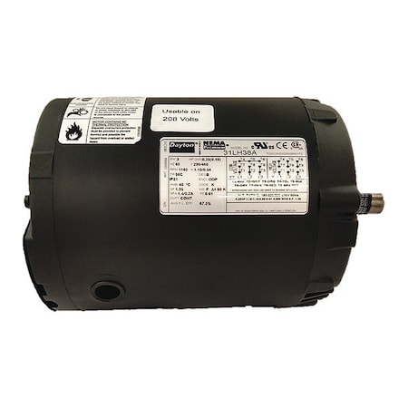 Dayton Three-Phase General Purpose Motor, 1/4 HP, 56C Frame, 230/460V AC Voltage, 1160 Nameplate RPM 31LH38
