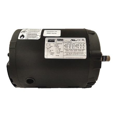Dayton Three-Phase General Purpose Motor, 1/3 HP, 56C Frame, 230/460V AC Voltage, 3510 Nameplate RPM 31LH39