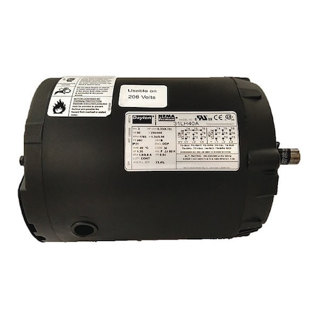 Dayton Three-Phase General Purpose Motor, 1/3 HP, 56C Frame, 230/460V AC Voltage, 1765 Nameplate RPM 31LH40