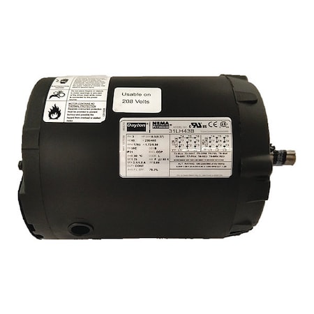 Dayton Three-Phase General Purpose Motor, 1/2 HP, 56C Frame, 230/460V AC Voltage, 1765 Nameplate RPM 31LH43