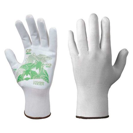 Turtleskin Glove Liners, Nylon/Polyester, 9-3/8" Length, Light, White, Size M , 1 PR CPB-430