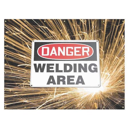 Accuform Welding Screen, Danger Welding Area, Vinyl, 13 oz/sq yd., 8 ft W x 6 ft H, Blue PWD114BU