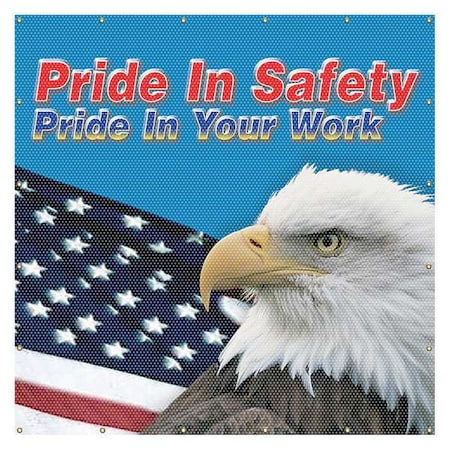 Accuform Welding Screen, Pride In Safety, Pride In Your Work, Vinyl, 32 oz/sq yd, 6 ft W x 6 ft H, Yellow PWD124YL