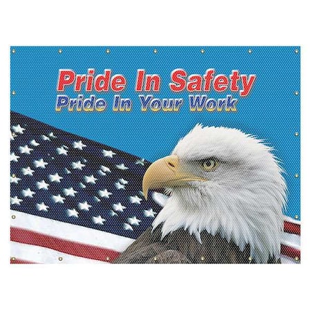 Accuform Welding Screen, Pride In Safety, Pride In Your Work, Vinyl, 32 oz/sq yd, 8 ft W x 6 ft H, Blue PWD126BU
