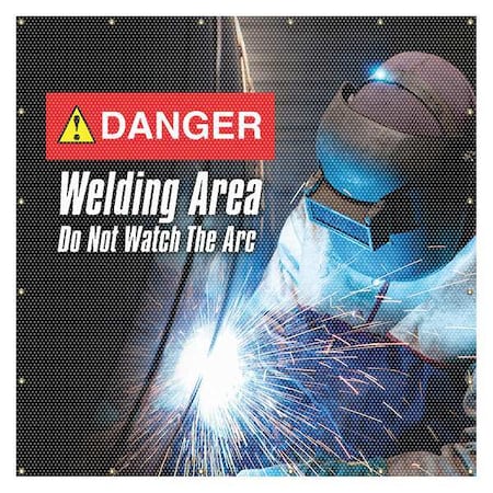 Accuform Welding Screen, Welding Area Do Not Watch the Arc, Vinyl, 13 oz/sq yd., 6 ft W x 6 ft H, Blue PWD108BU