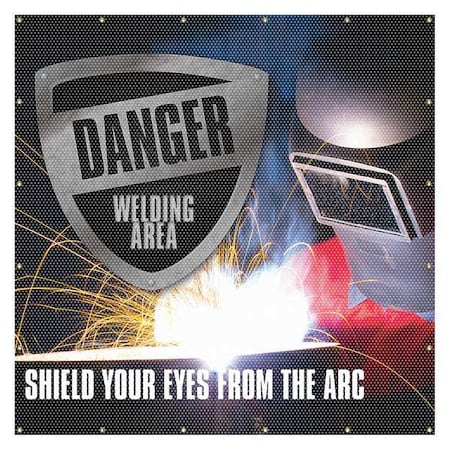 Accuform Welding Screen, Danger Shield Your Eyes From the Arc, Vinyl, 13 oz/sq yd., 6 ft. x 6 ft., Blue PWD100BU