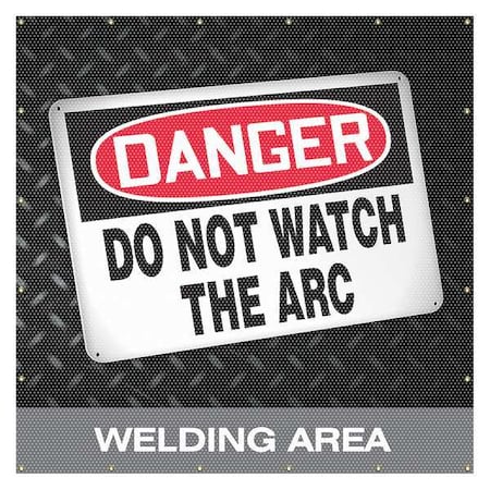 Accuform Welding Screen, Do Not Watch the Arc, Welding Area, Vinyl, 13 oz/sq yd., 6 ft x 6 ft., Blue PWD104BU