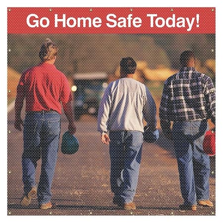 Accuform Welding Screen, Go Home Safe Today, Transparent Vinyl, 13 oz/sq yd, 6 ft W x 6 ft H, Red PWD128RD