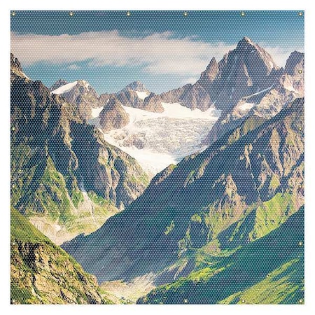 Accuform Printed Welding Screen, Mountain Image, Transparent Vinyl, 13 oz/sq yd, 6 ft W x 6 ft H, Red PWD140RD