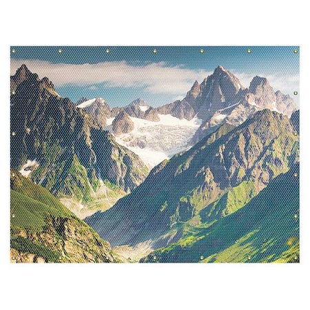 Accuform Printed Welding Screen, Mountain Image, Transparent Vinyl, 13 oz/sq yd, 8 ft W x 6 ft H, Blue PWD142BU