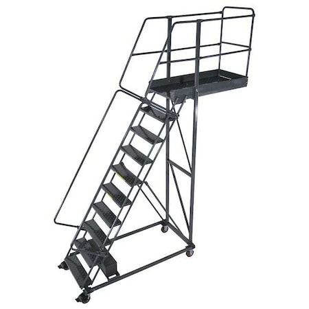 Ballymore 142 in H Steel Cantilever Rolling Ladder, 10 Steps, 300 lb Load Capacity CL-10-42-P